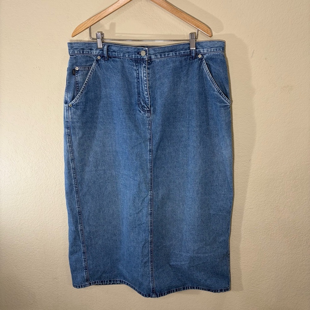 Vtg Lauren Jeans Co. Ralph Lauren High Waist Denim Skirt Sz 18W Biker Grunge